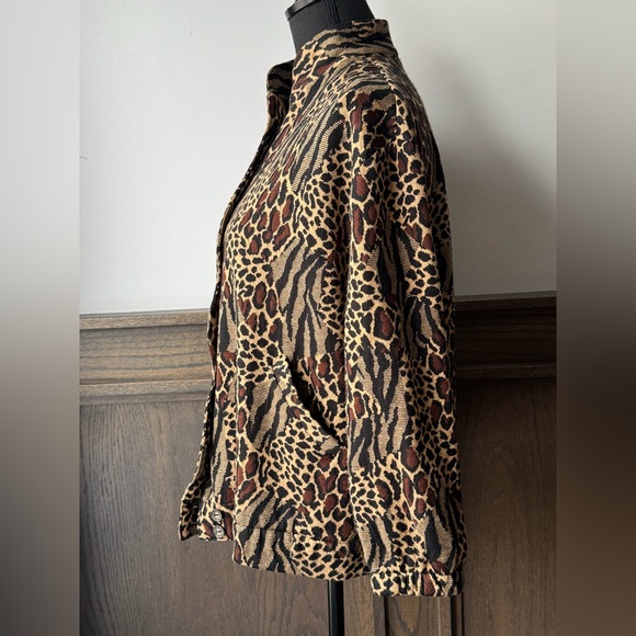 TanJay Petites brown tan  Animal Print Jacket medium - Picture 4 of 9